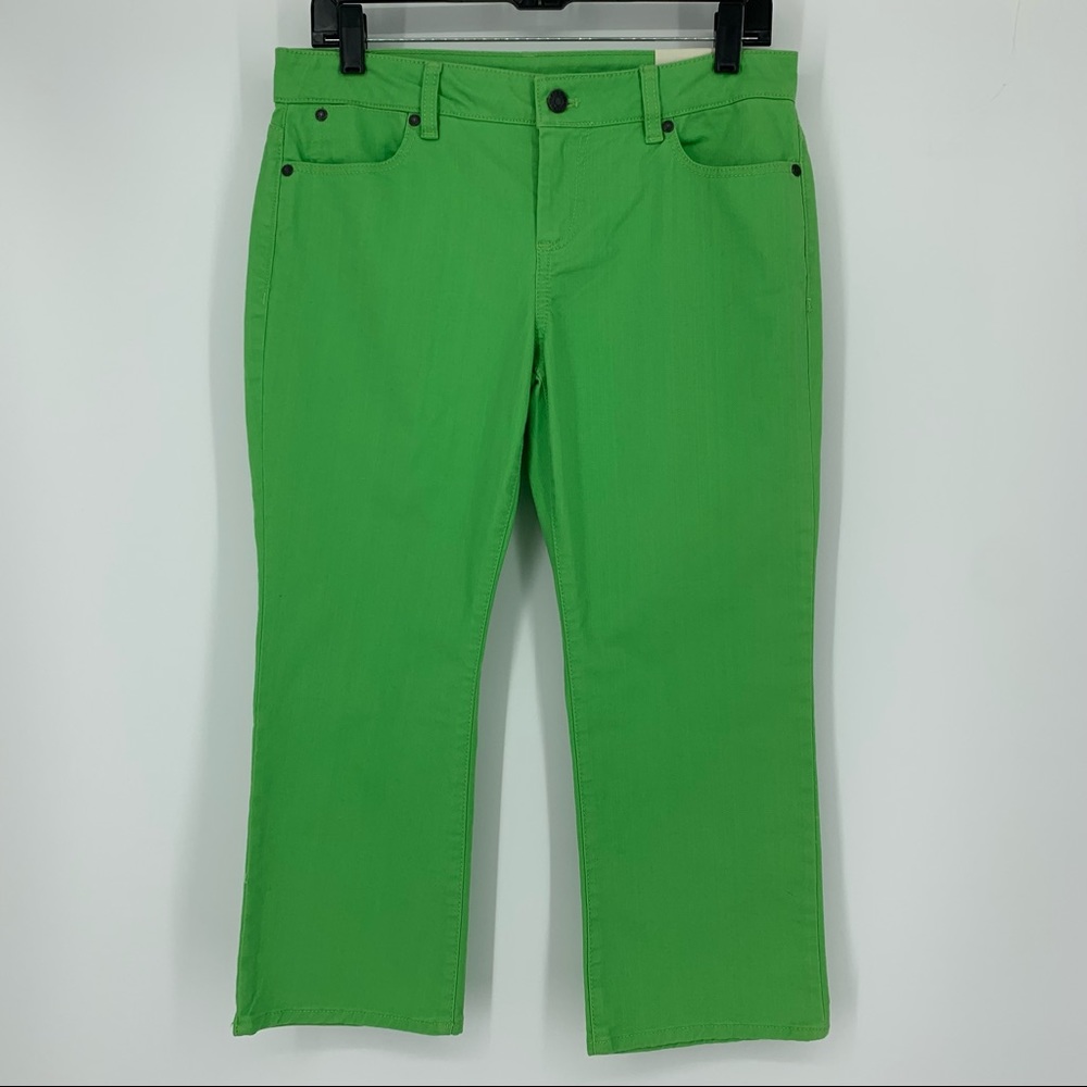 Talbots Capri Pant Signature Flare Crop Green Jean